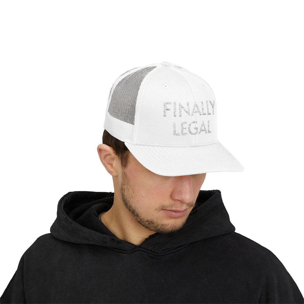 Finally Legal Snapback Trucker Cap | Rhinestone Script Mesh Back Hat