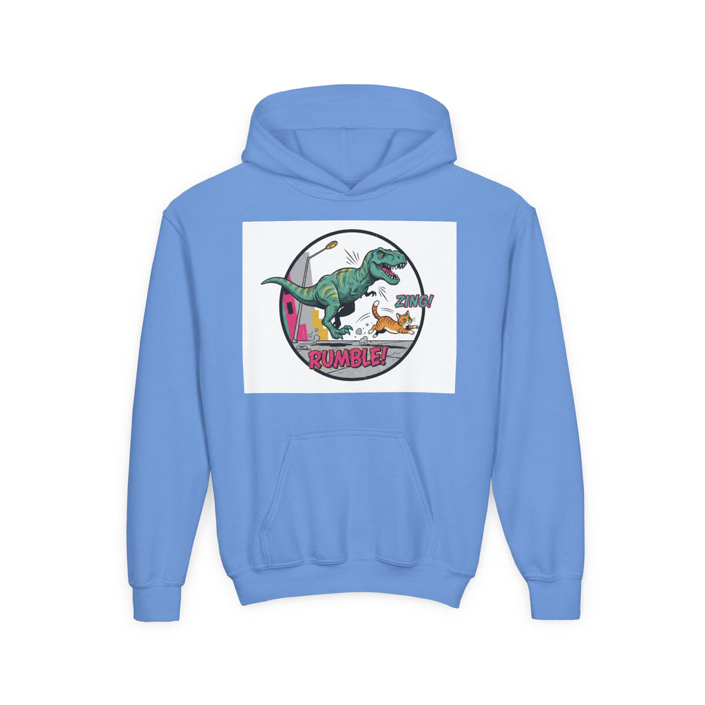 T-Rex Chase Dino Rumble Youth Hoodie | Dinosaur Graphic Sweatshirt