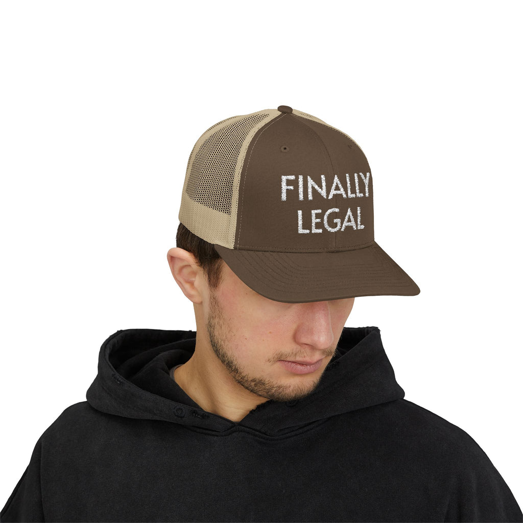 Finally Legal Snapback Trucker Cap | Rhinestone Script Mesh Back Hat