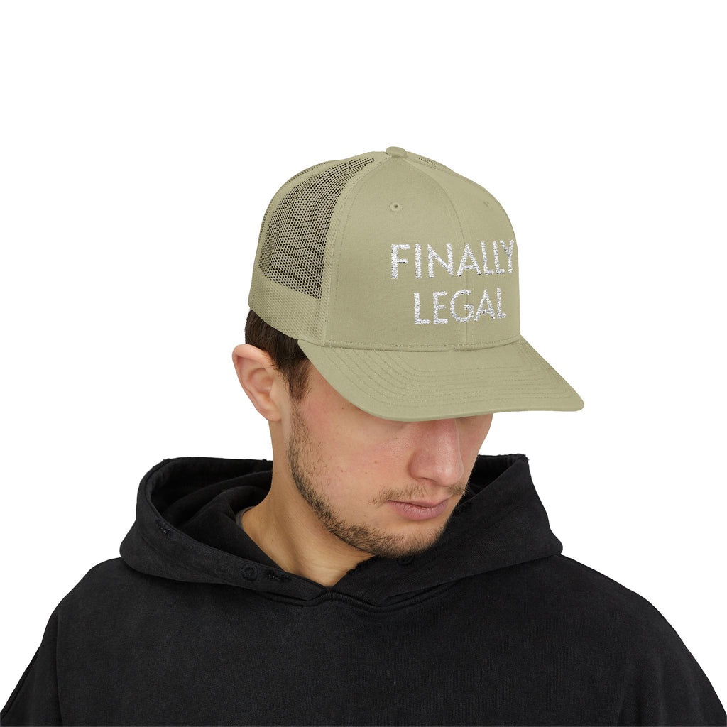 Finally Legal Snapback Trucker Cap | Rhinestone Script Mesh Back Hat