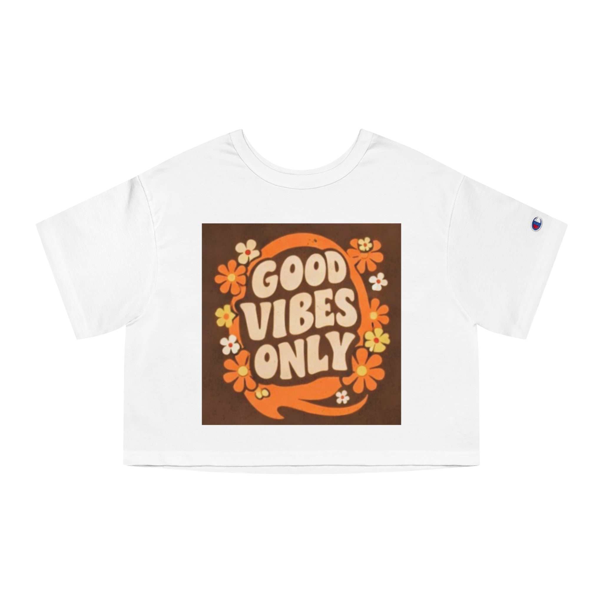 Good Vibes Only Retro Floral Cropped T-Shirt