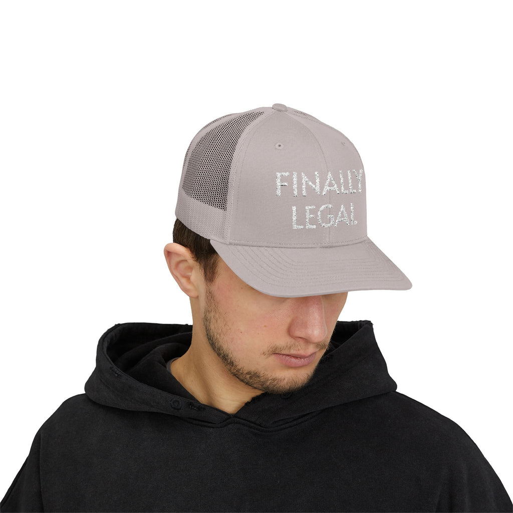 Finally Legal Snapback Trucker Cap | Rhinestone Script Mesh Back Hat