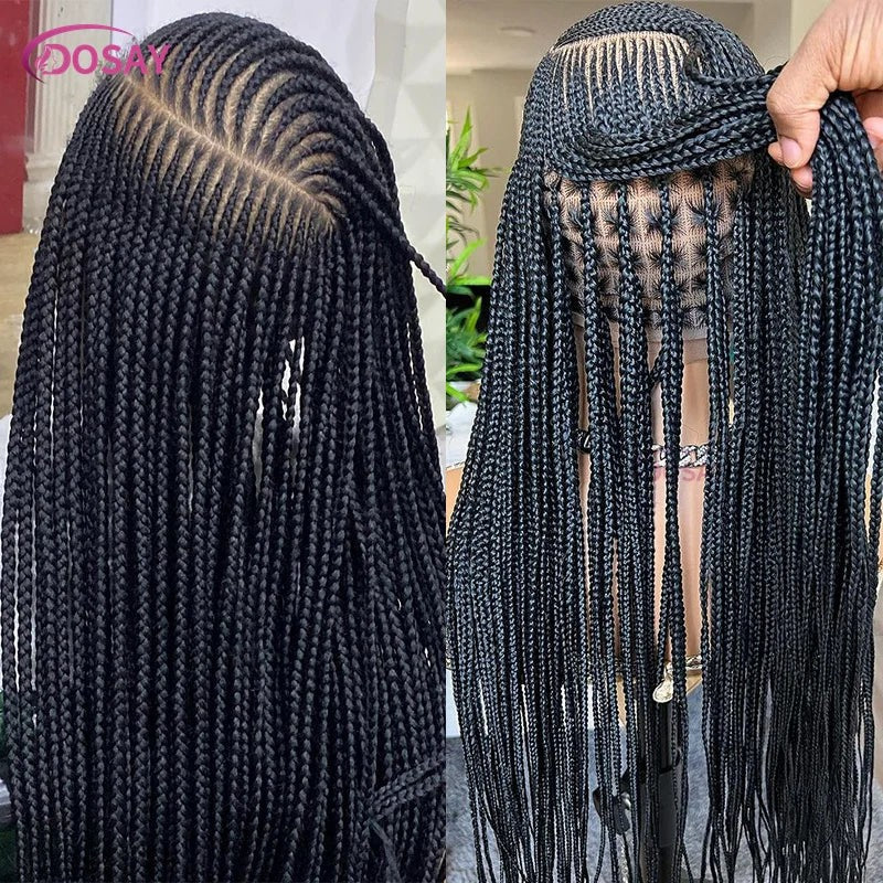 36" Cornrow Box Braided Wigs 613 Blonde Synthetic Wig for Women High Quality