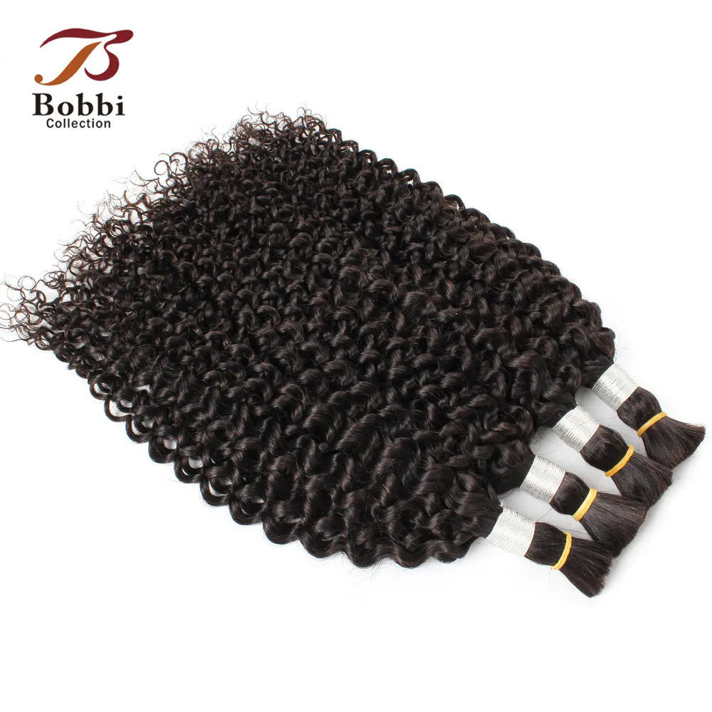100% Human Hair Bulk for Braiding 1 Bundle Jerry Curly Natural Black Indian