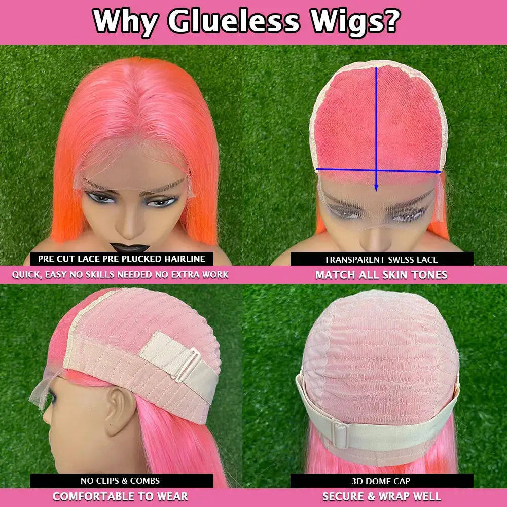 Ginger Orange White Wear Glue less Wig 13x6 and 13x4 HD Highlighted Coloured