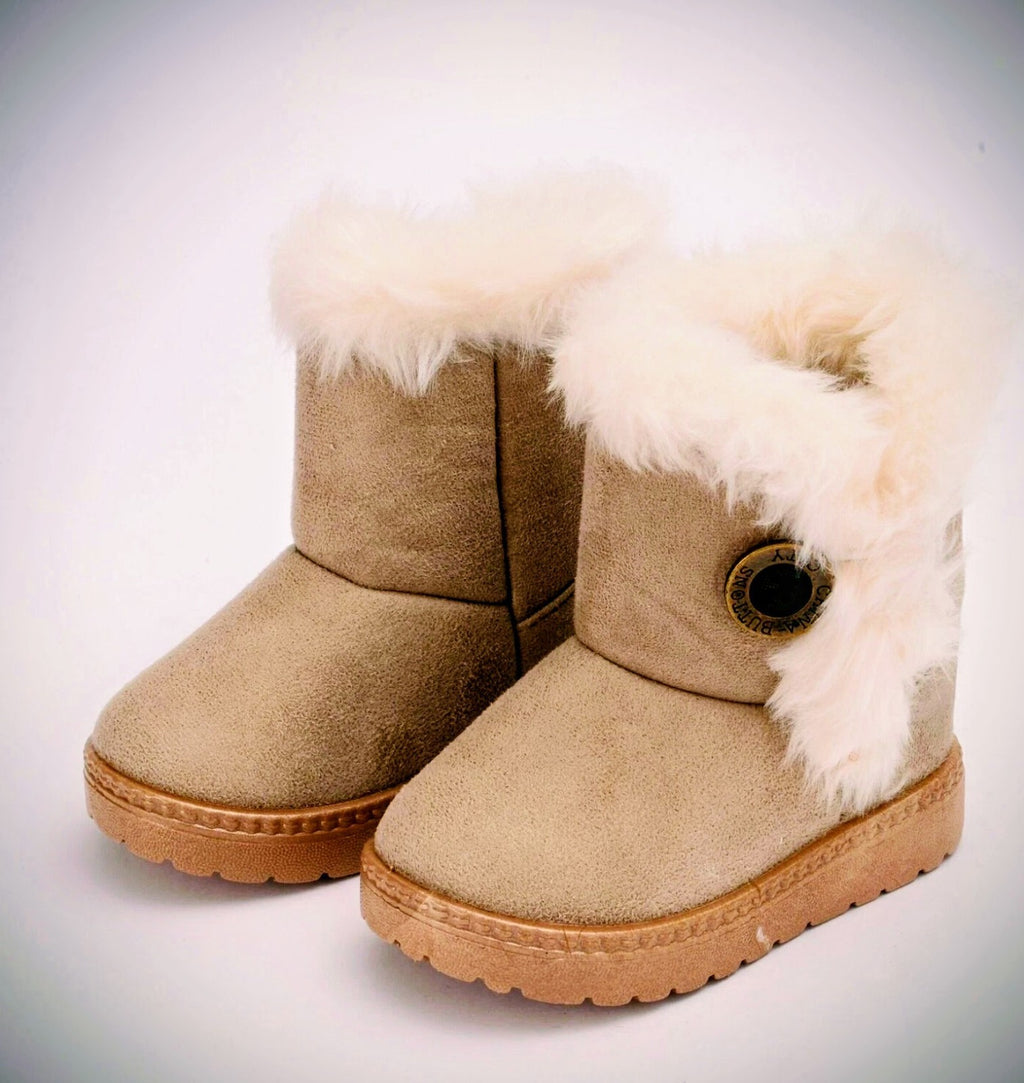 Kids Winter Warm Ankle Snow Boots Boys Girls Pull On Fur Lined Toddlers Shoes