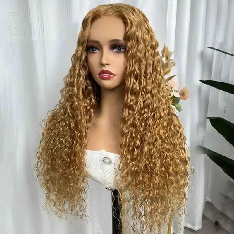 Honey Blonde Water Wave 4x4 Lace Front Wig 100% Human Hair Wigs for Women 13x4