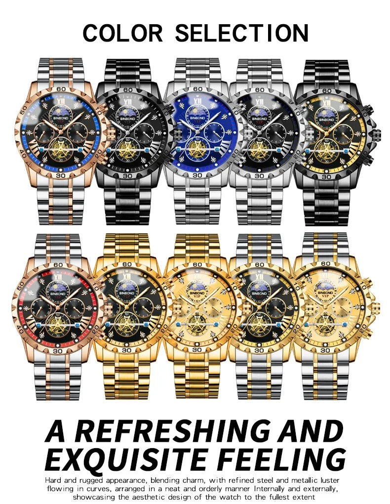 Luxury Men's Watches Trend Fashion Original Quartz Watch for Man Flywheel Style