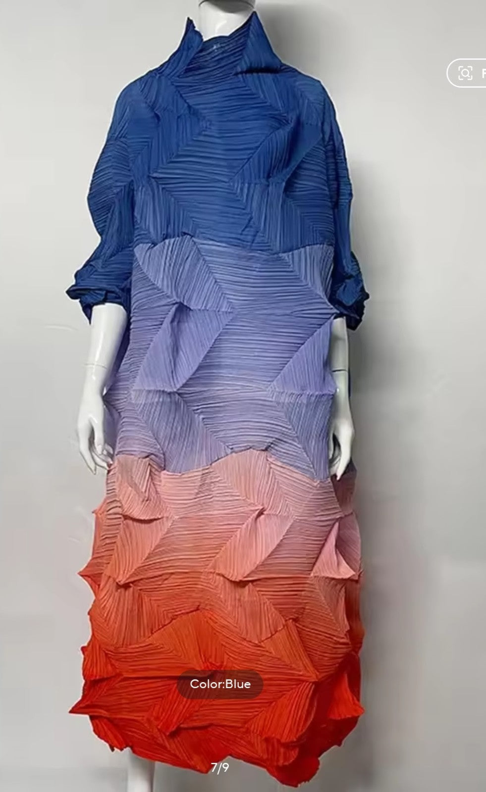 Women's Crinkle Diamond 3 Color Block Long Short Sleeve Dress