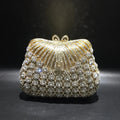 Women Gold Color Flower Rhinestones Clutch Bags Crystal Evening Purse Stones