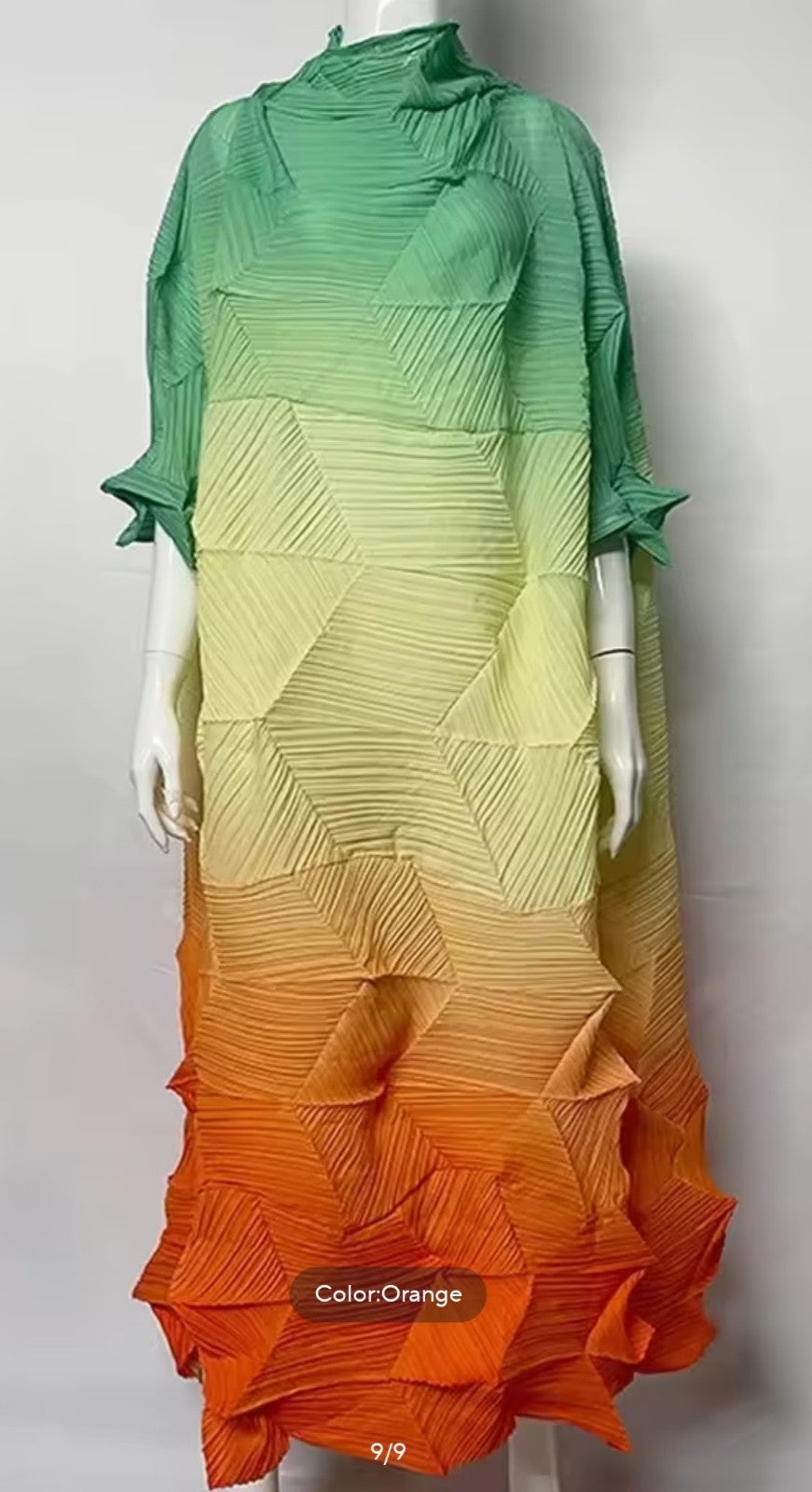 Women's Crinkle Diamond 3 Color Block Long Short Sleeve Dress