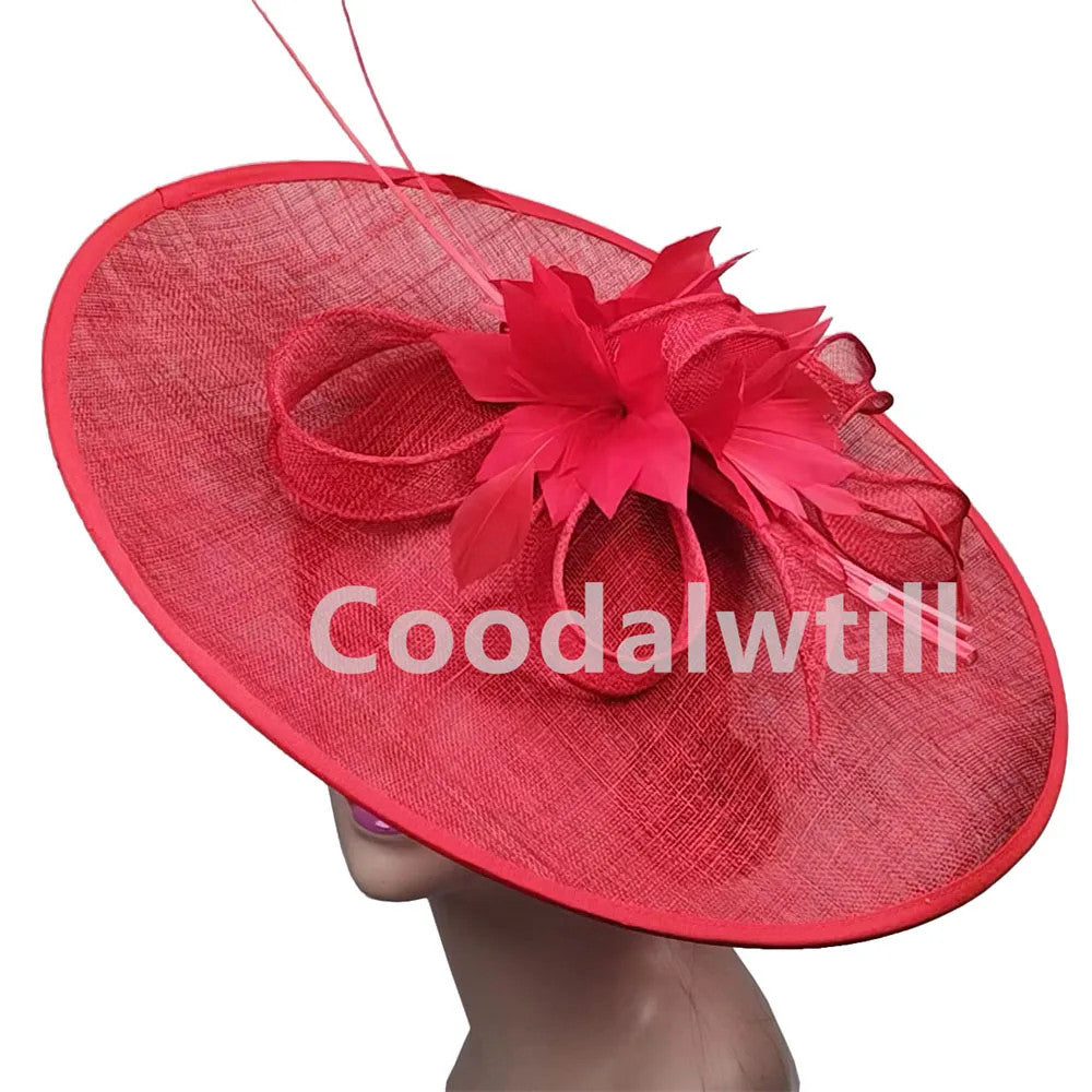 Royal Ascot Big Fascinator Hat Women Kentucky Derby Feather Large Hat