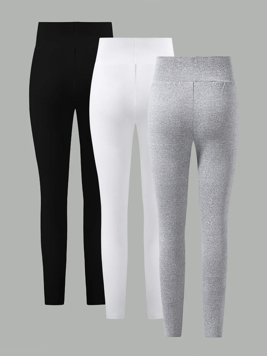 Spring and Autumn girls elastic knit base tight pants 3 pieces - black - white