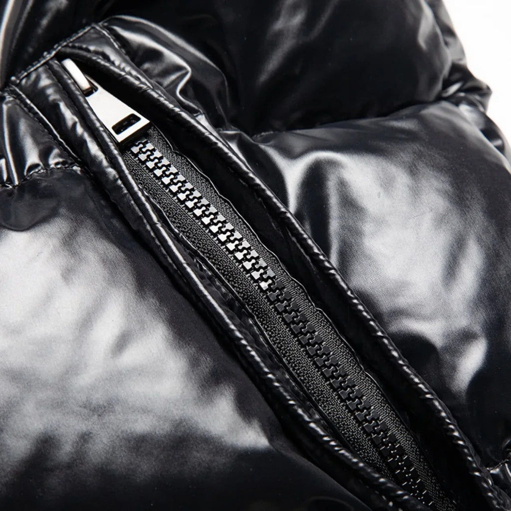 High Quality Outdoor Windproof Hooded Shiny Down Mens Jackets