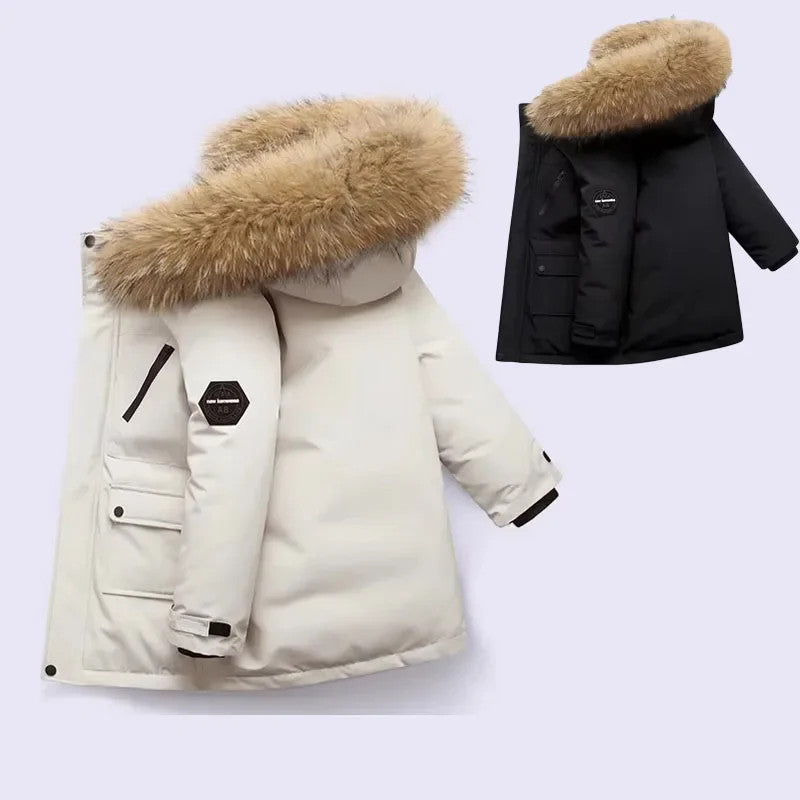 -30℃ Winter Kids Padded Jacket Children Thick Plus Velvet Warm Parkas Coat