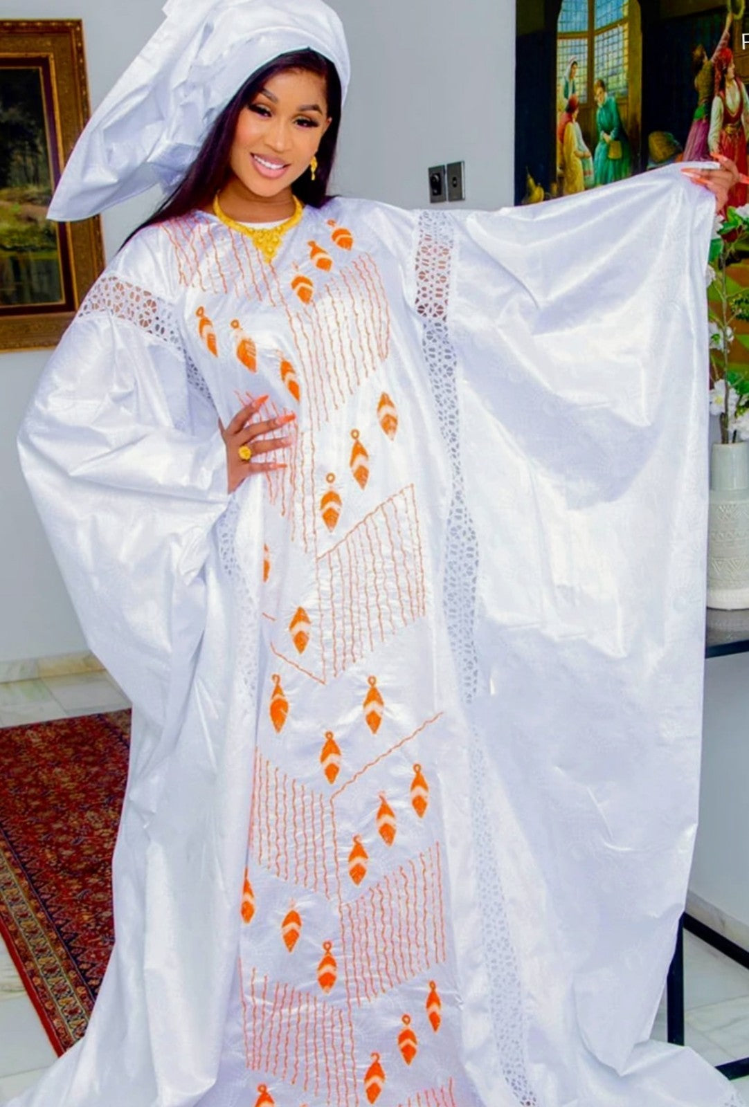 Women's Traditional African Boubou Gown With Scarf