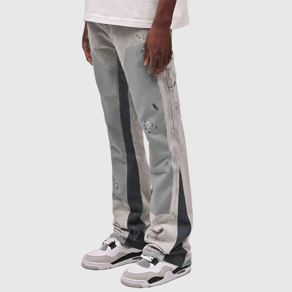 Men's Fashion Jeans Work Pants, European and American Fashion Workwear Elastic