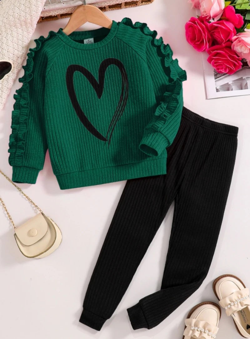 Spring and Autumn children fashion sports set girls sweater + casual pants