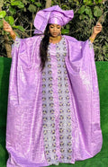 Traditional African Women's Bazin Riche Embroidered Long Dress Plus Size