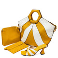 Summer Sandals for Women 2022 Fashion Colorblock Three Piece Tote Bag With High
