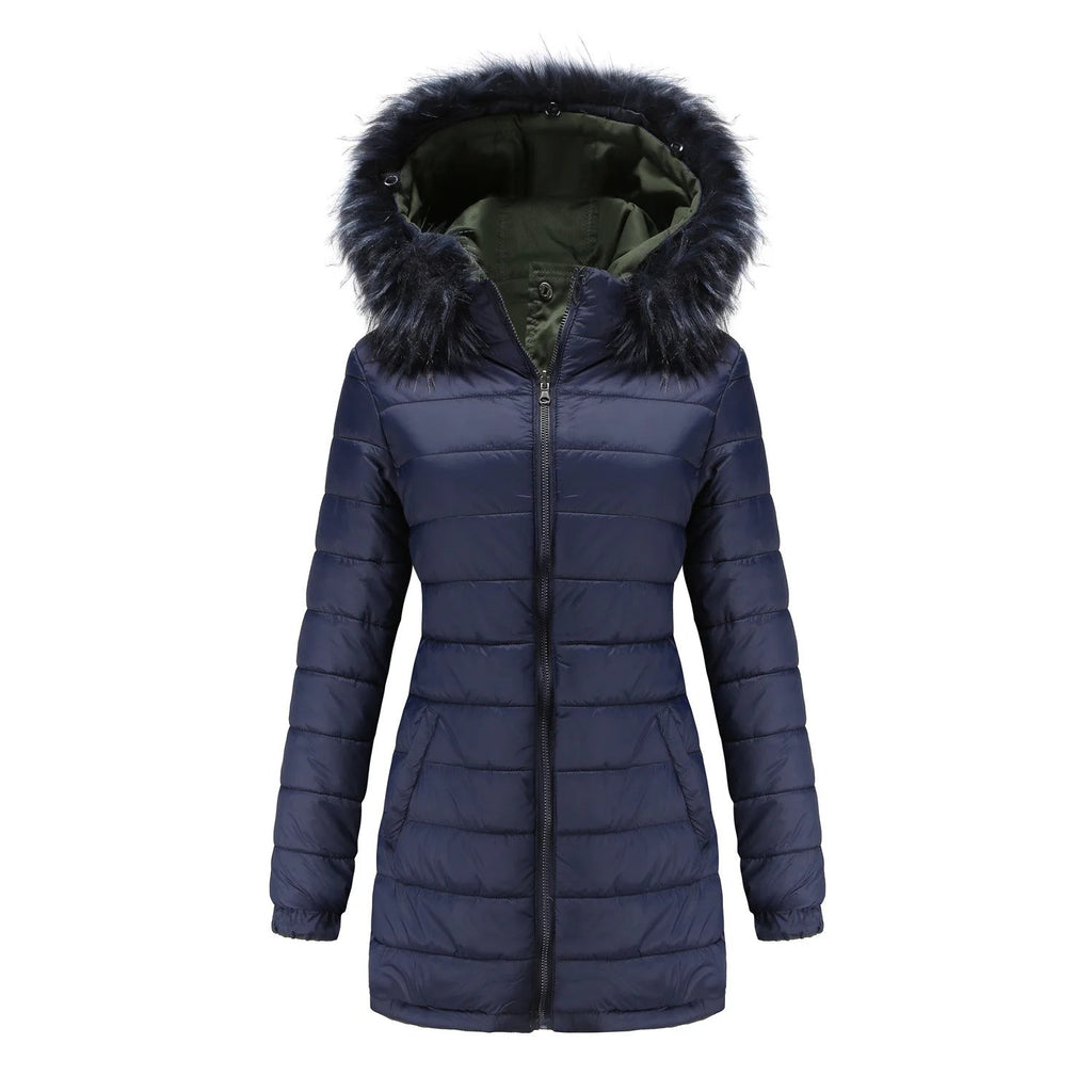 Double Sided Women's winter Thick Detachable Zipper Parka Jacket
