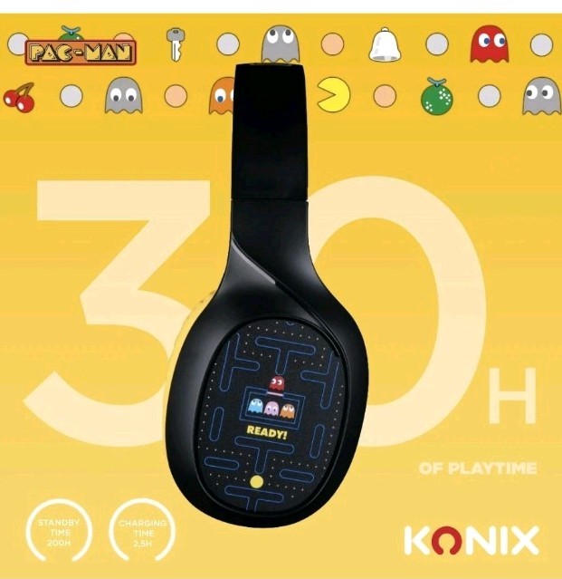 Konix Pac-Man Wireless Bluetooth 5.3 Headphones for Smartphones and Tablets - 30