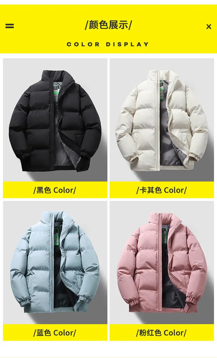 Men's Winter Thick Sports Trendy Stand Up Collar Parka Jacket