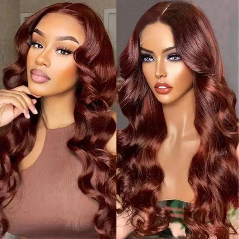 HD 13x4 Reddish Brown Lace Front Colored Glueless Human Hair Wigs Brazilian