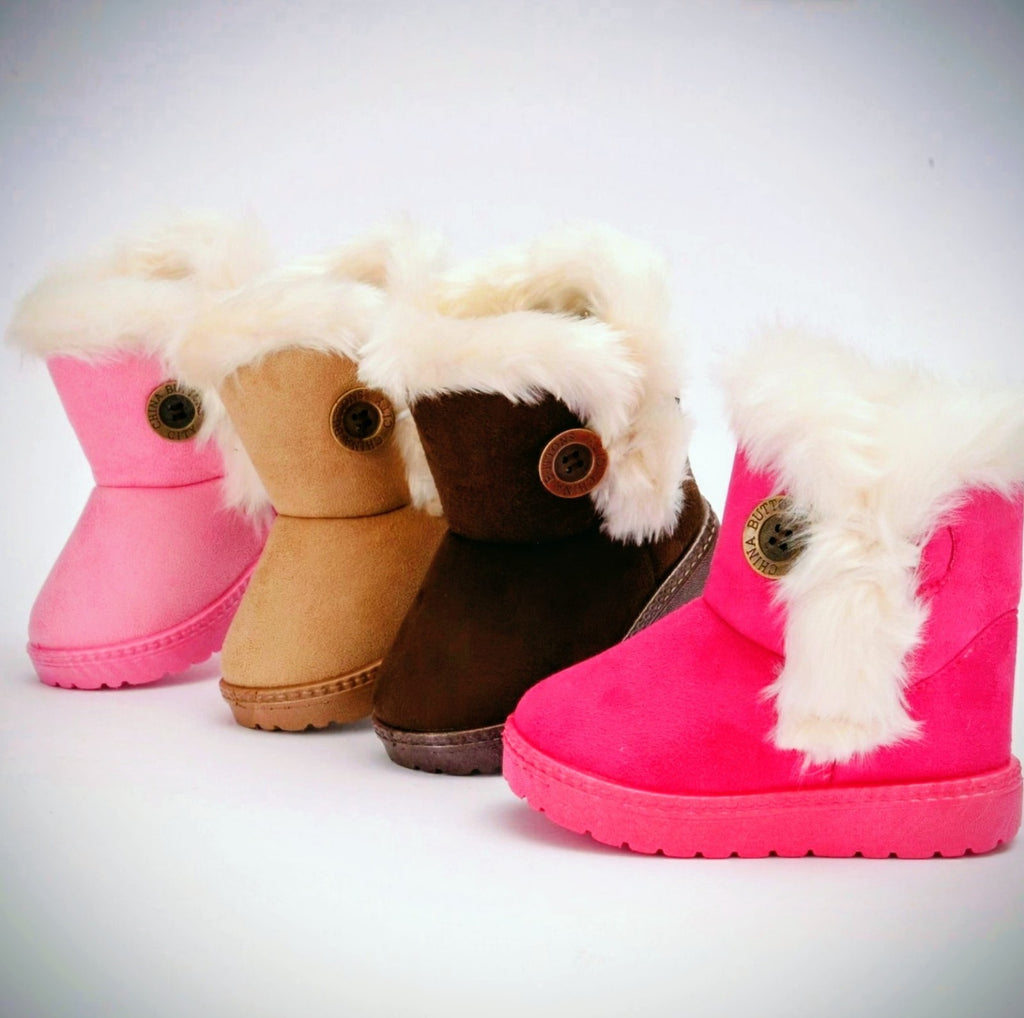 Kids Winter Warm Ankle Snow Boots Boys Girls Pull On Fur Lined Toddlers Shoes