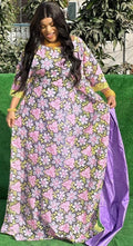 Traditional African Women's Bazin Riche Embroidered Long Dress Plus Size