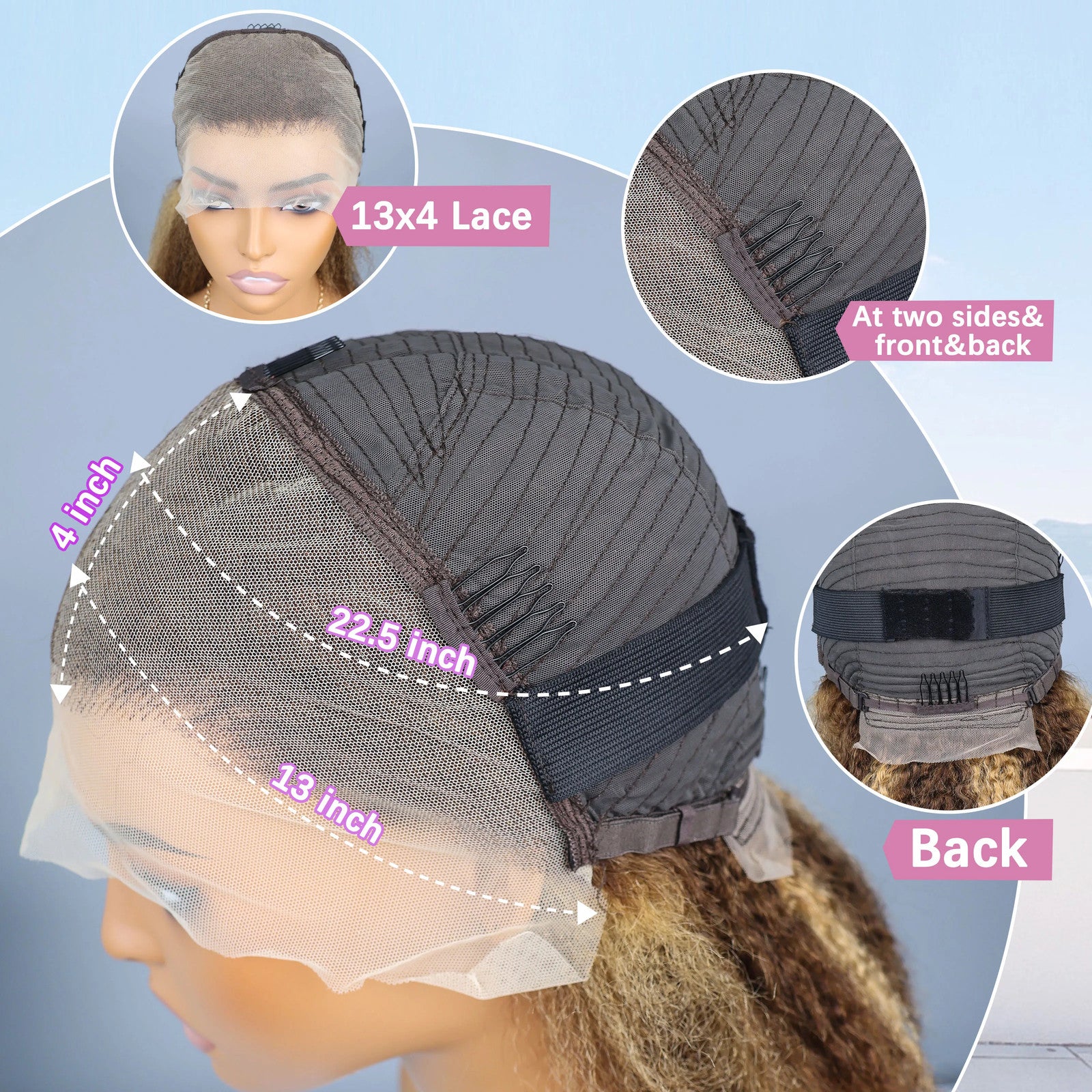 Kinky Straight 4/27 Highlight 13x4 Transparent Lace Frontal Human Hair Wigs
