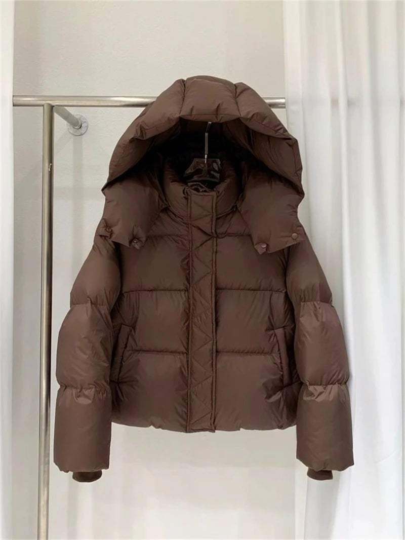 Short Parkas Women Streetwear Cropped Down Coat Korean Sweet Puffer Jacket