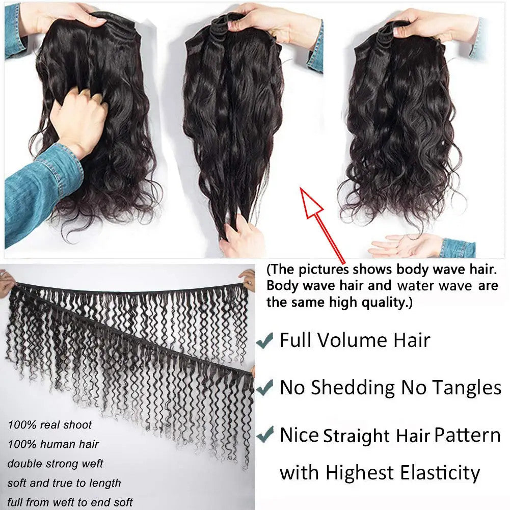 Water Wave Human Hair Bundles Curly Deep Wave 3 Bundles Brazilian Natural Black