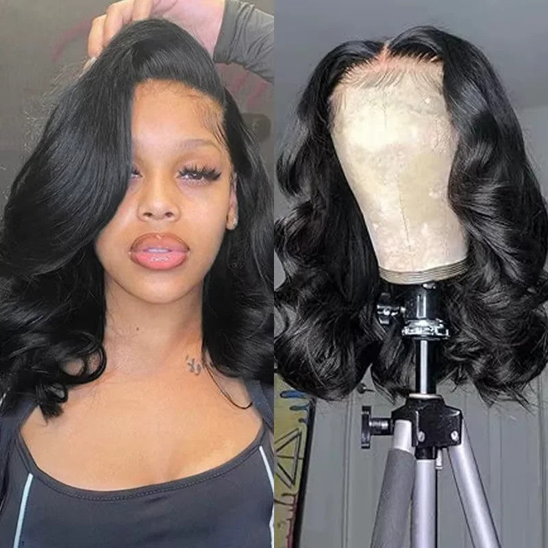 250% Body Wave HD Lace Frontal Wig Short Bob Wig Human Hair Glueless Human Hair