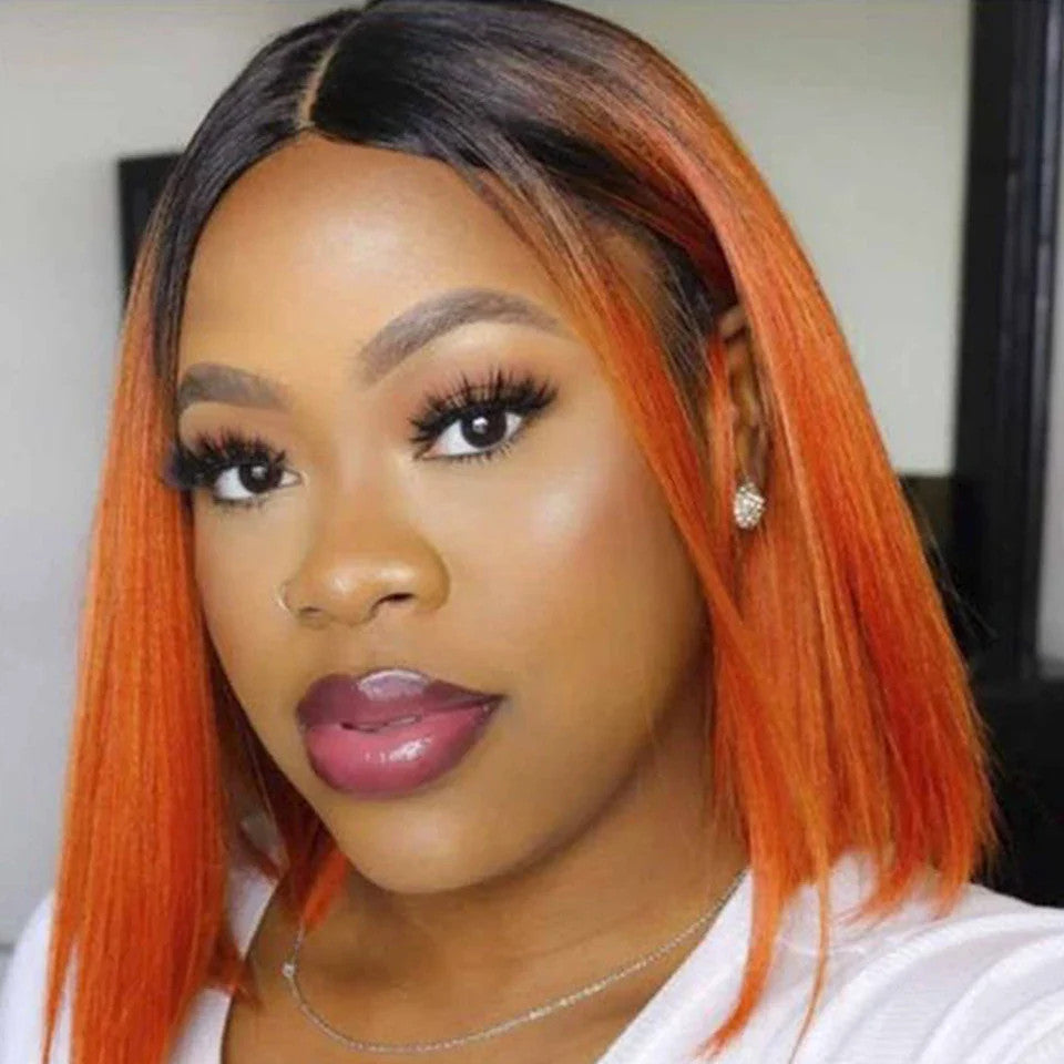 Ombre Blond Wig Brazilian Remy Hair Short Bob Human Hair Wigs Highlight P4/27