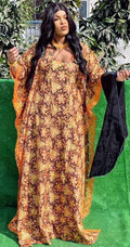 Traditional African Women's Bazin Riche Embroidered Long Dress Plus Size