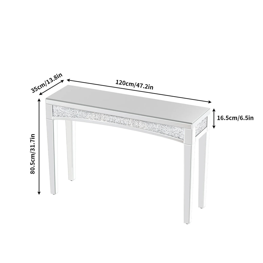 47.2" Mirrored Desk Silver Console Table for Living Room, Entryway And Foyers