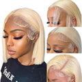 613 Blonde Short Bob Wig Transparent Lace Front Human Hair Wigs Straight 13X4