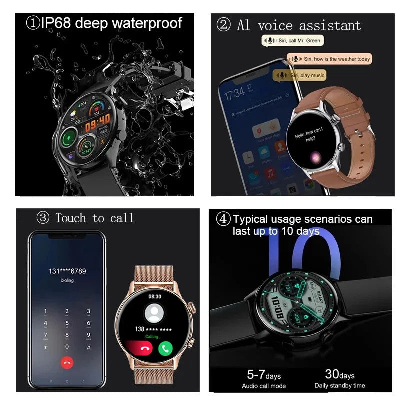 2025 New Smartwatch Women AMOLED HD Screen Always On Display Bluetooth Call