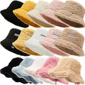 Women Girls Faux Fur Bucket Hat Plush Warm Fisherman Hat Outdoor Windproof