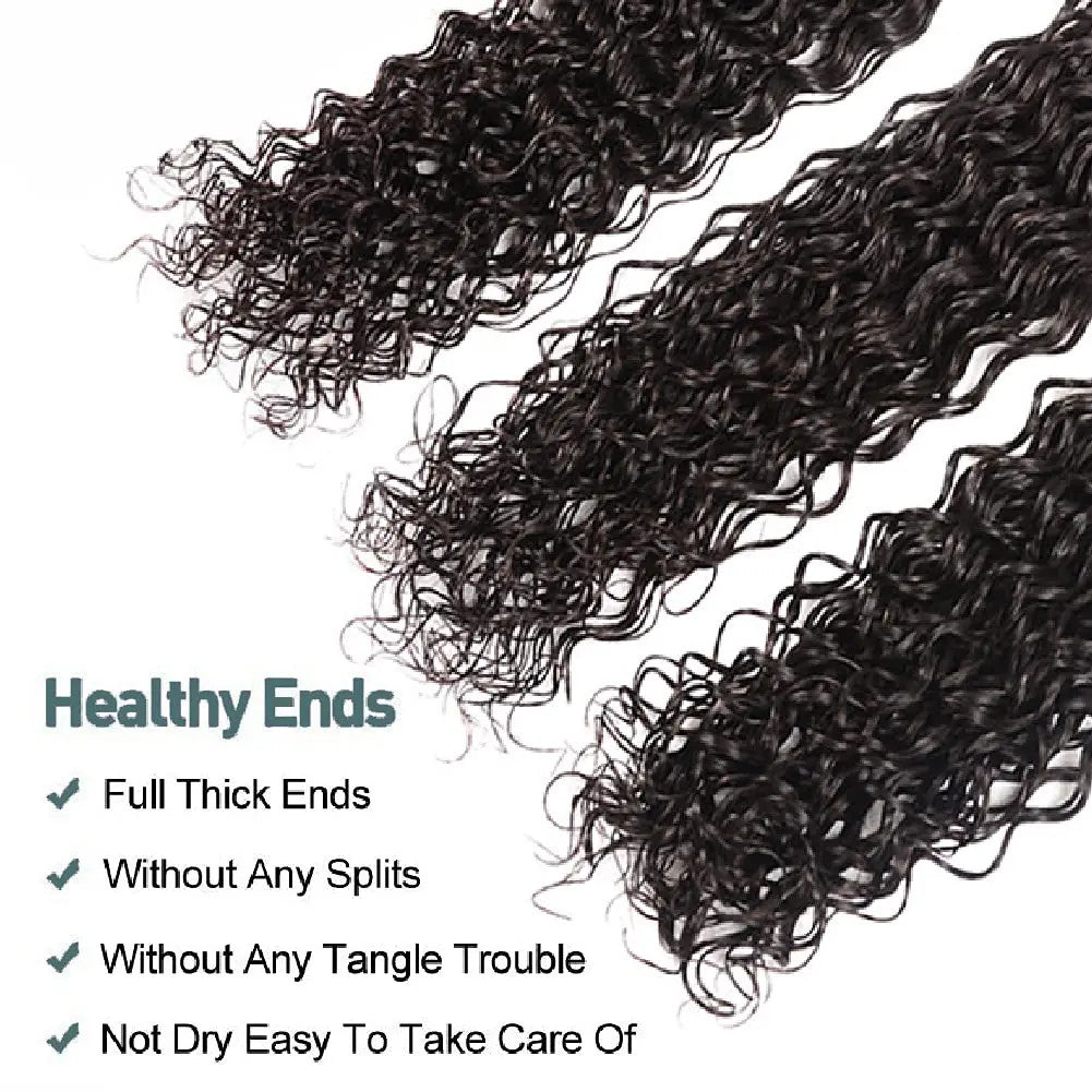 Water Wave Human Hair Bundles Curly Deep Wave 3 Bundles Brazilian Natural Black