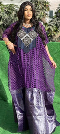 Women's Traditional African Bazin Riche Embroidered Long Dress Plus Size