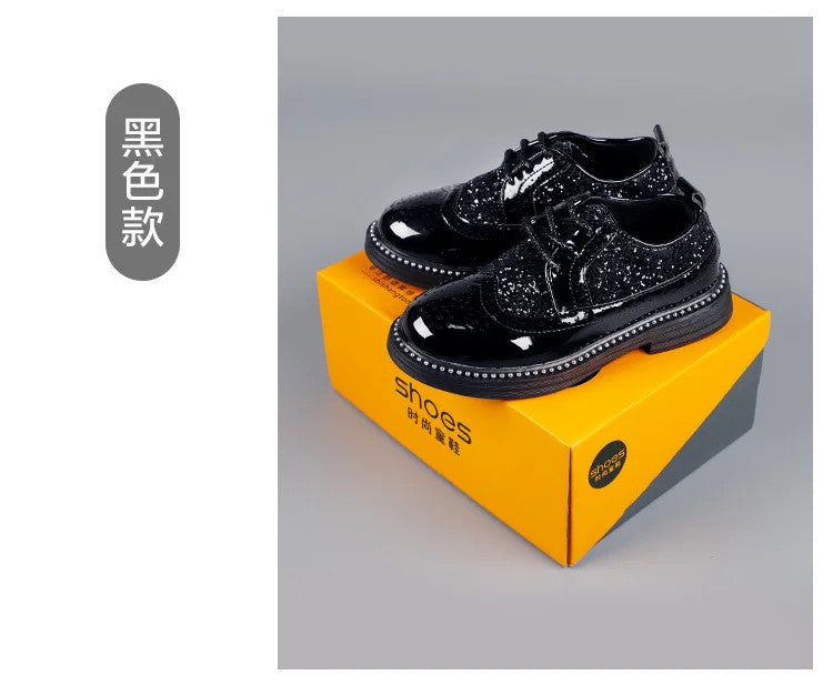 Boys Hollow Out silver Shoes Leather for Kids Party Wedding Dance Shoe Dress