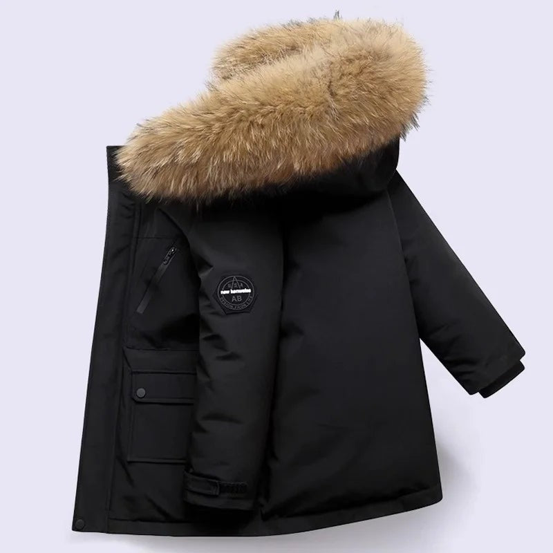 -30℃ Winter Kids Padded Jacket Children Thick Plus Velvet Warm Parkas Coat