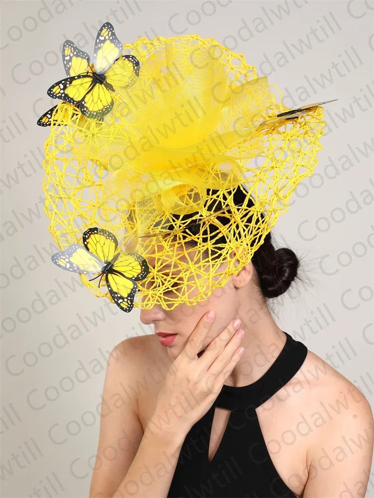 New Fascinator Wedding Headpiece Women Butterfly Headwear For Church Derby Hat