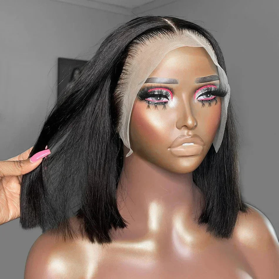 100% Vietnamese Super Double Drawn Bone Straight 13x4 Frontal Bob Wig with