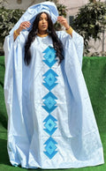 Traditional African Women's Bazin Riche Embroidered Long Dress Plus Size