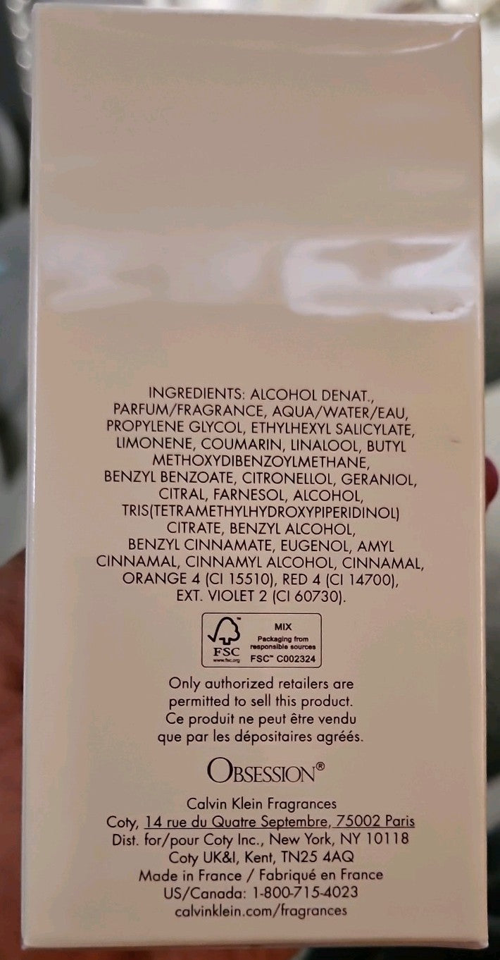 Calvin Klein Obsession Women Eau De Parfum 100ml Spray