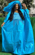 Traditional African Women's Bazin Riche Embroidered Long Dress Plus Size