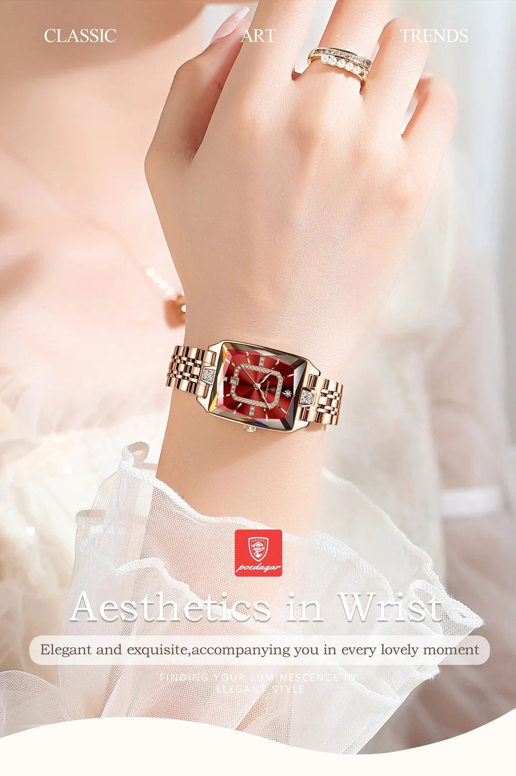 Luxury Elegant Watch For Women Date Waterproof Rectangle Ladies Watch